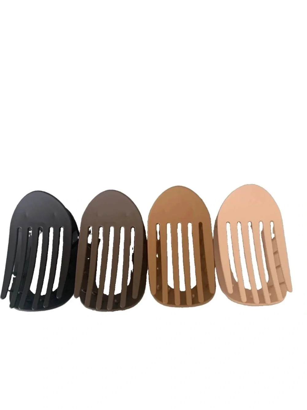 Set of 4 Oval Hair Clips in Black, Brown, Tan, and Nude